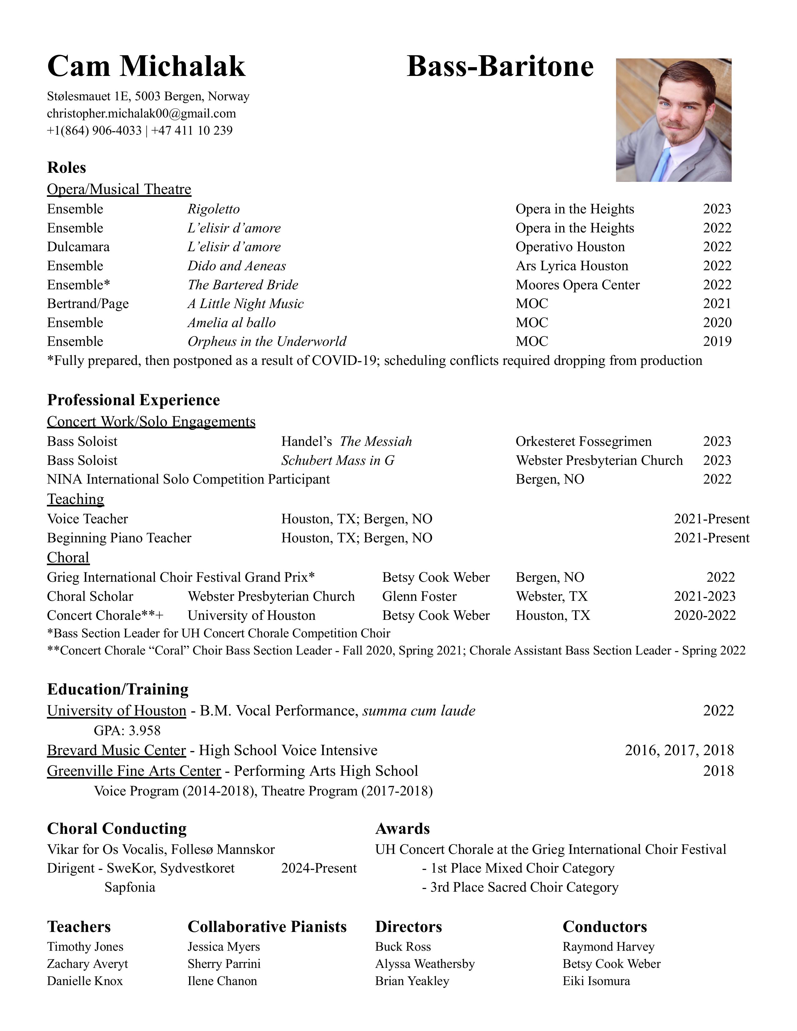 Cam Michalak Resume Preview